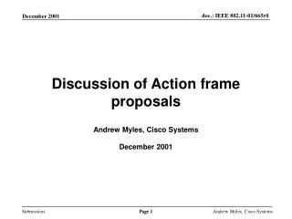 Discussion of Action frame proposals