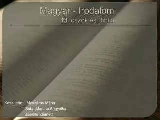 Magyar - Irodalom Mítoszok és Biblia