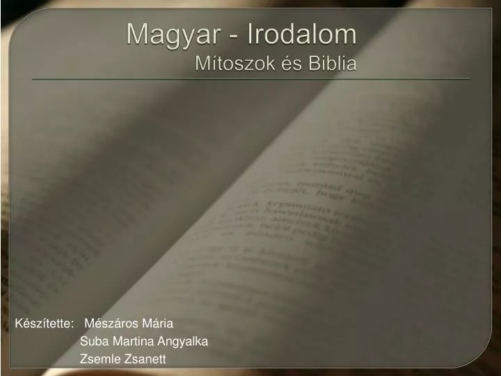 magyar irodalom m toszok s biblia