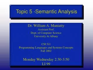 Topic 5 -Semantic Analysis
