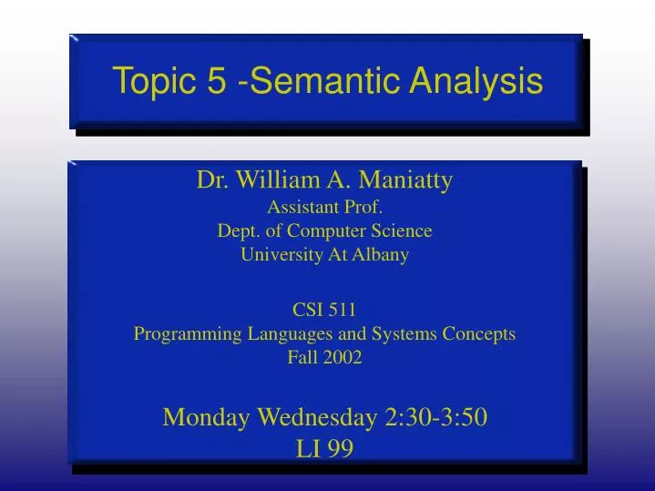 topic 5 semantic analysis