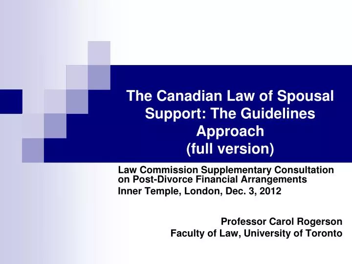 the canadian law of spousal support the guidelines approach full version