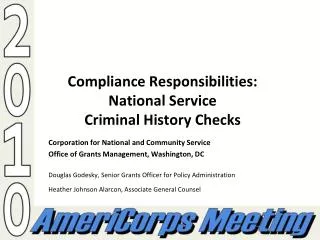 Compliance Responsibilities: National Service Criminal History Checks