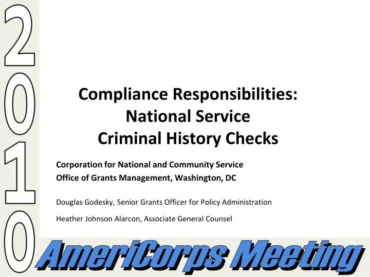 compliance responsibilities national service criminal history checks