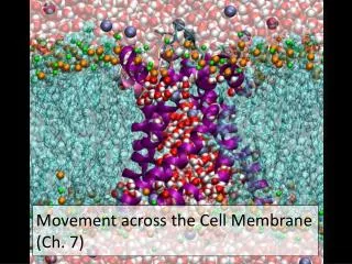 Movement across the Cell Membrane (Ch. 7)