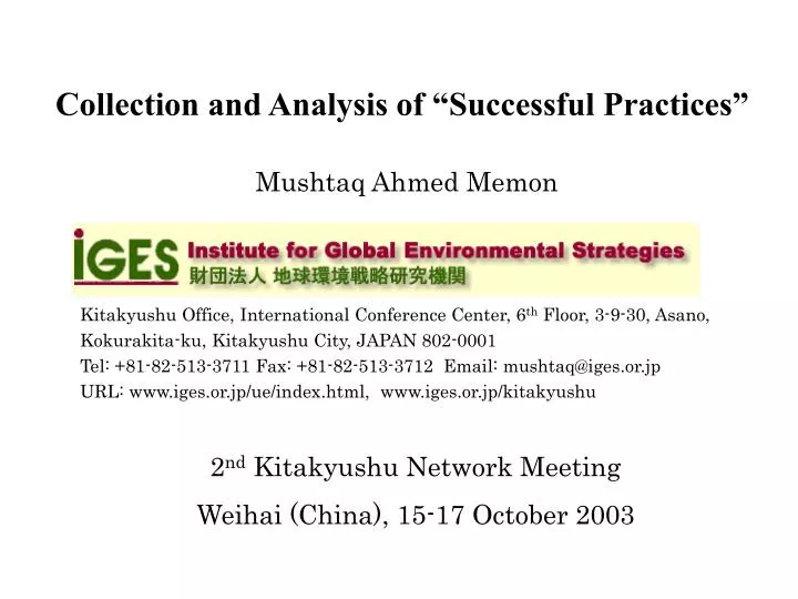 collection and analysis of successful practices