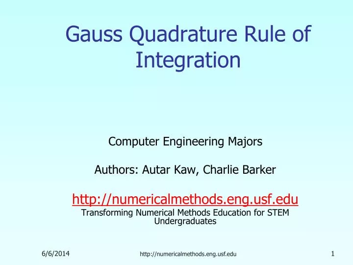 gauss quadrature rule of integration