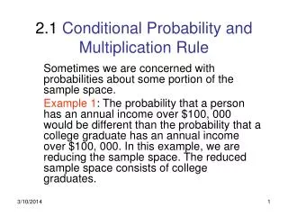 2.1 Conditional Probability and Multiplication Rule