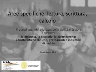 aree specifiche lettura scrittura calcolo