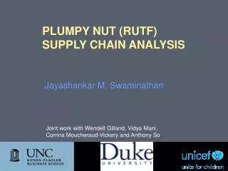 PLUMPY NUT (RUTF) Supply Chain ANALYSIS