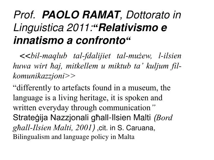prof paolo ramat dottorato in linguistica 2011 relativismo e innatismo a confronto