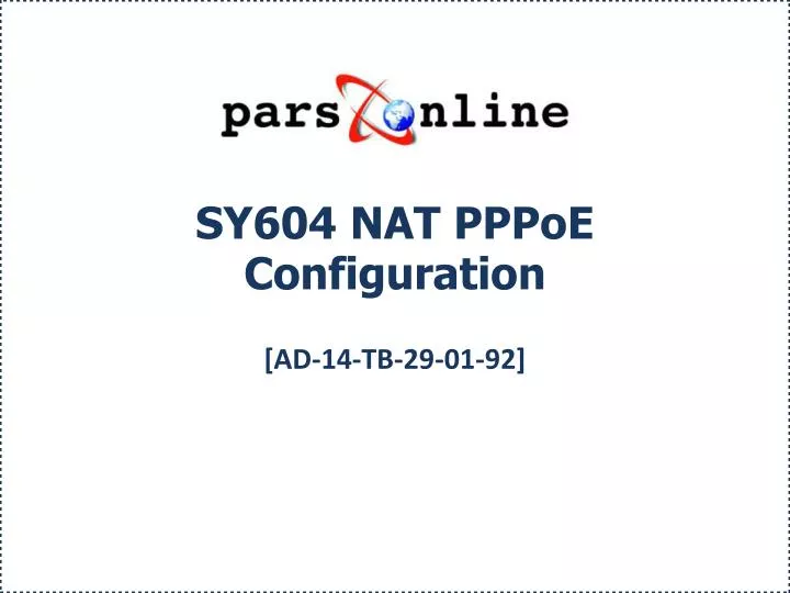 sy604 nat pppoe configuration