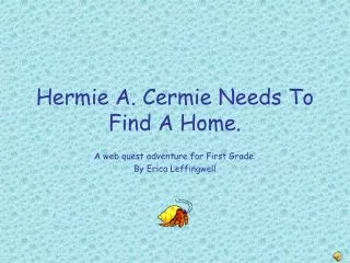 Hermie A. Cermie Needs To Find A Home.