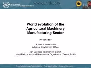 World evolution of the Agricultural Machinery Manufacturing Sector