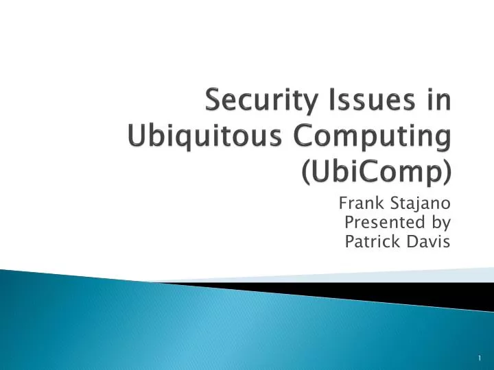 security issues in ubiquitous computing ubicomp