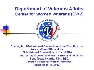 Department of Veterans Affairs Center for Women Veterans (CWV)