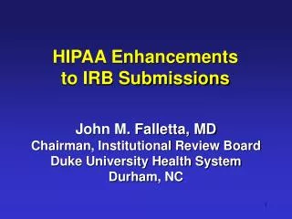 HIPAA Enhancements to IRB Submissions