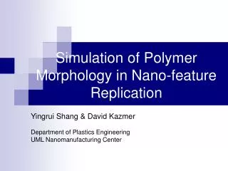 Simulation of Polymer Morphology in Nano-feature Replication