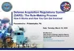 Defense Acquisition Regulations System: A Guide for Engagement - slide 1