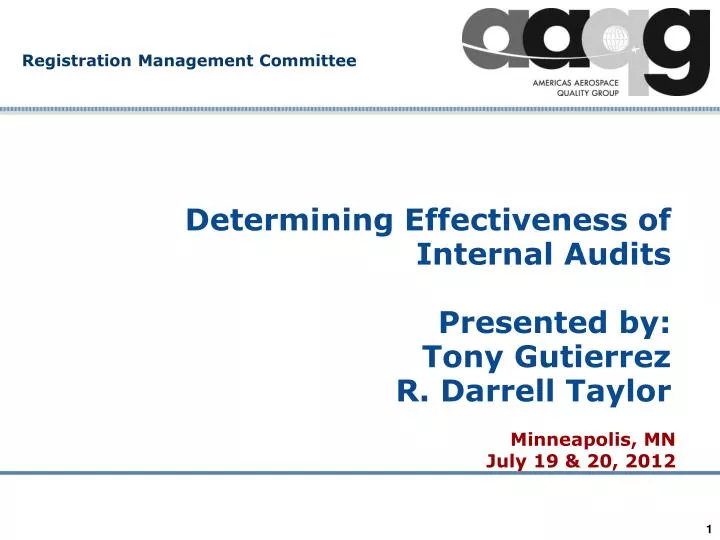 determining effectiveness of internal audits presented by tony gutierrez r darrell taylor