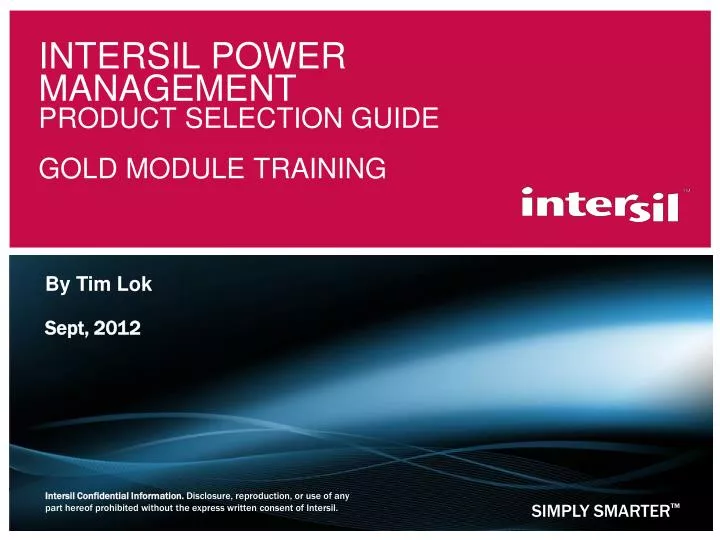 intersil power management product selection guide gold module training