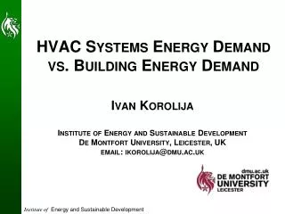 HVAC Systems Energy Demand vs. Building Energy Demand