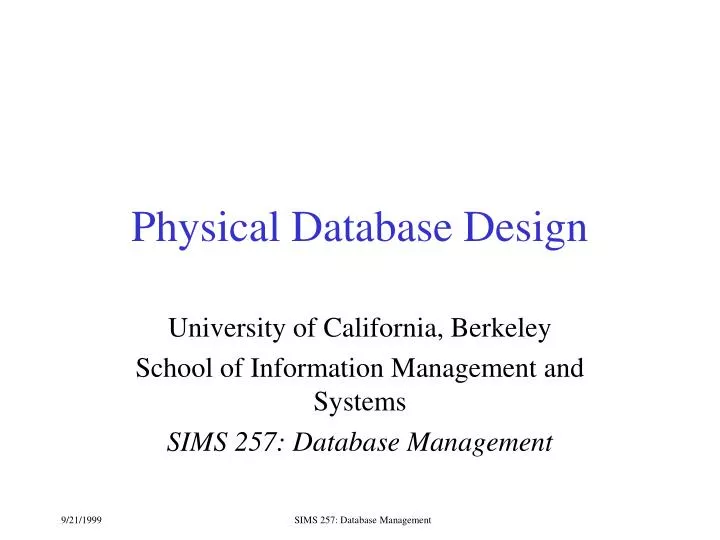 physical database design