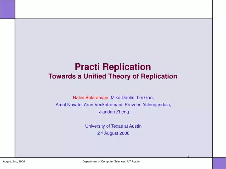 practi replication towards a unified theory of replication