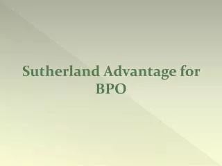 Sutherland Advantage for BPO