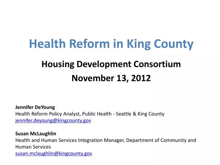 health reform in king county