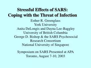 Stressful Effects of SARS: Coping with the Threat of Infection