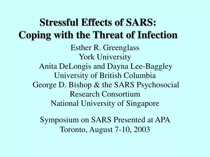 stressful effects of sars coping with the threat of infection