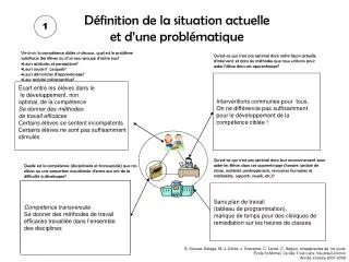 d finition de la situation actuelle et d une probl matique