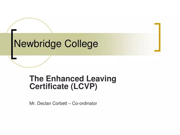 the enhanced leaving certificate lcvp mr declan corbett co ordinator