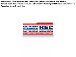 Restoration Environmental REC Demolition the Environmental A