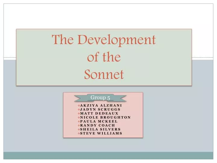the development of the sonnet