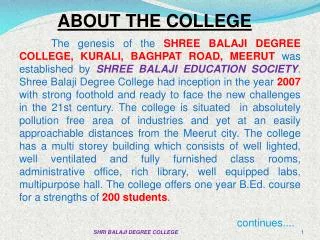 ABOUT THE COLLEGE