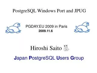 PostgreSQL Windows Port and JPUG