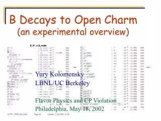 B Decays to Open Charm (an experimental overview)