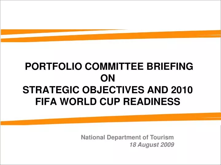 portfolio committee briefing on strategic objectives and 2010 fifa world cup readiness