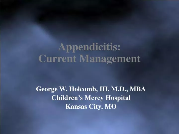 appendicitis current management