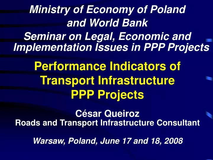 performance indicators of transport infrastructure ppp projects