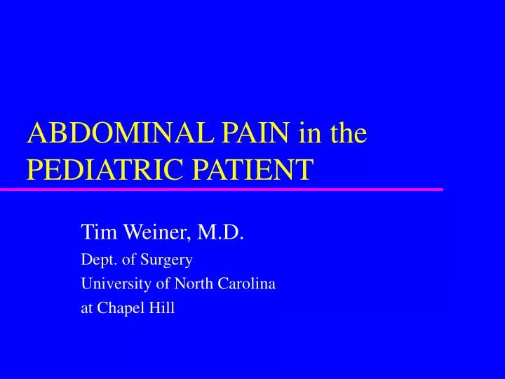 abdominal pain in the pediatric patient
