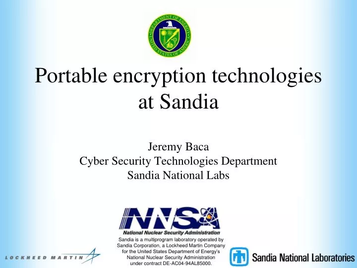 portable encryption technologies at sandia