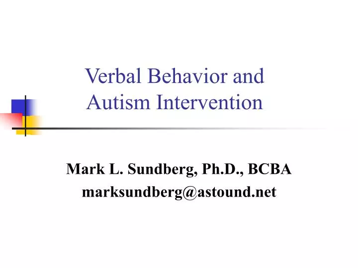 verbal behavior and autism intervention