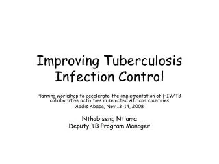 Improving Tuberculosis Infection Control