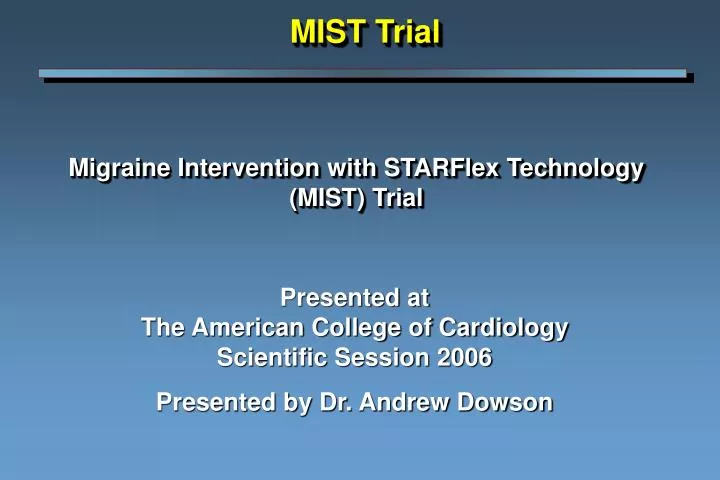 migraine intervention with starflex technology mist trial