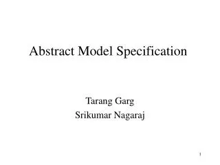 Abstract Model Specification