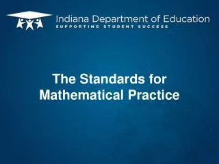 The Standards for Mathematical Practice