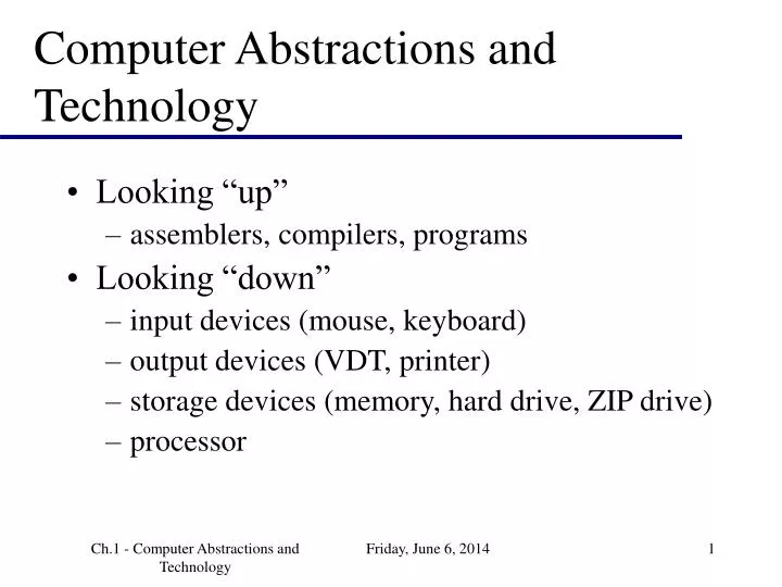 computer abstractions and technology